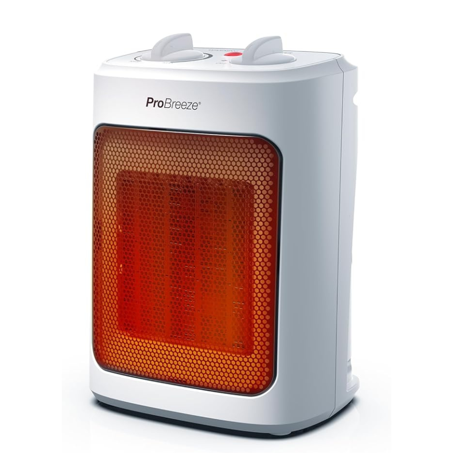 Pro Breeze 2000W Mini Ceramic Fan Heater - 3 Heat Settings & Fan Only Mode with Built-in Overheat and Tip Over Protection, Electric Heater for Home, Office and Bedroom